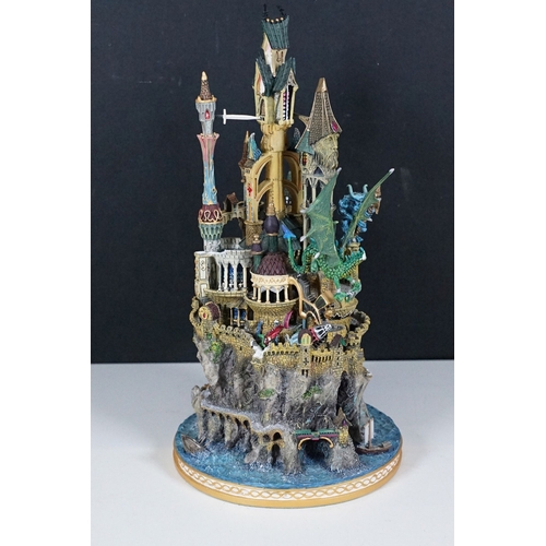 40 - Selection of mythical and dragon figurines to include The Danbury Mint Wizard's castle, Fabulous Dra... 