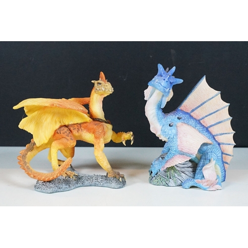 40 - Selection of mythical and dragon figurines to include The Danbury Mint Wizard's castle, Fabulous Dra... 