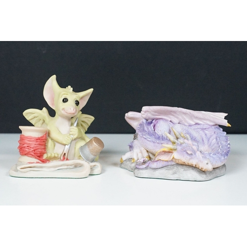 40 - Selection of mythical and dragon figurines to include The Danbury Mint Wizard's castle, Fabulous Dra... 