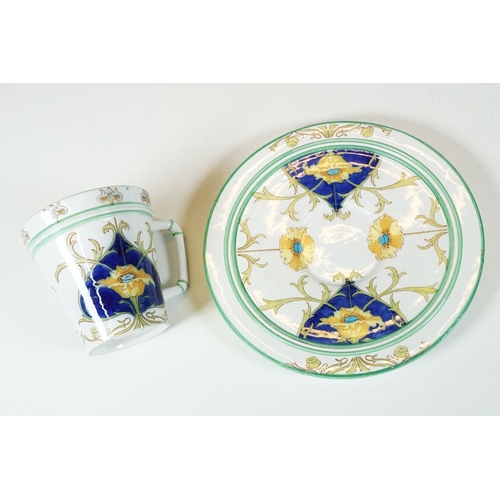 44 - Large Minton Delft blue and white oval platter, W 36.5cm together with a Macintyre Burselm Pottery A... 