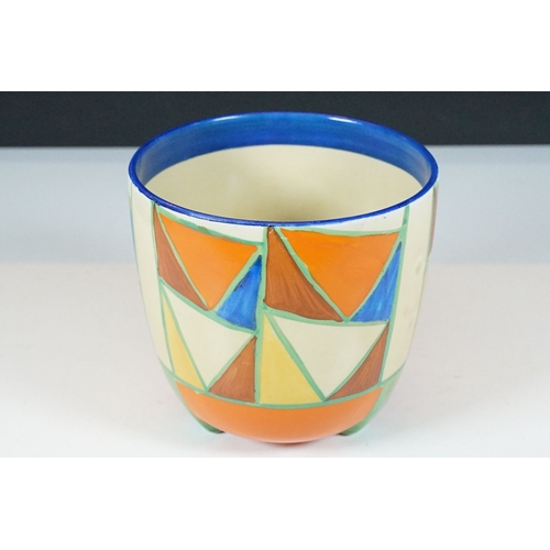 6 - Bizarre by Clarice Cliff hand painted Art Deco geometric vase planter, H 13cm, diameter 13cm