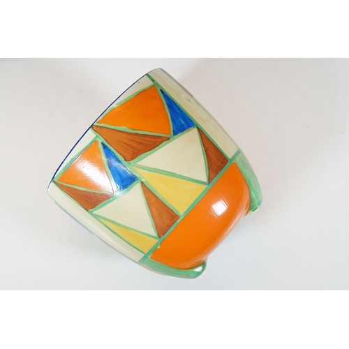 6 - Bizarre by Clarice Cliff hand painted Art Deco geometric vase planter, H 13cm, diameter 13cm