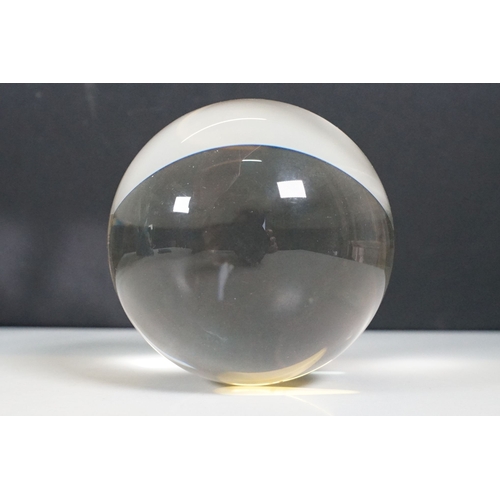 68 - Large glass crystal ball approx. H 10cm together with an Enchantica Vrost on Ice Throne figurine