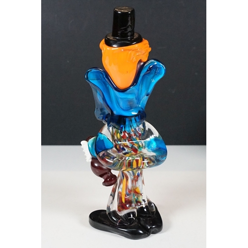 69 - Group of three vintage Murano coloured glass clown models, smallest H 15.5cm, tallest 25cm