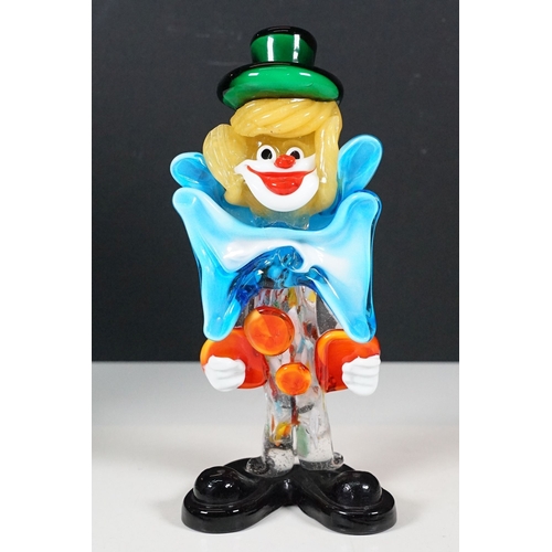 69 - Group of three vintage Murano coloured glass clown models, smallest H 15.5cm, tallest 25cm