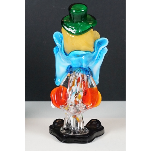 69 - Group of three vintage Murano coloured glass clown models, smallest H 15.5cm, tallest 25cm