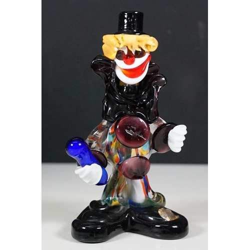 69 - Group of three vintage Murano coloured glass clown models, smallest H 15.5cm, tallest 25cm