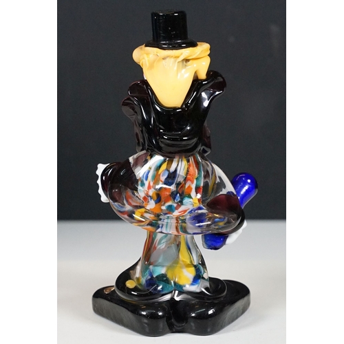 69 - Group of three vintage Murano coloured glass clown models, smallest H 15.5cm, tallest 25cm