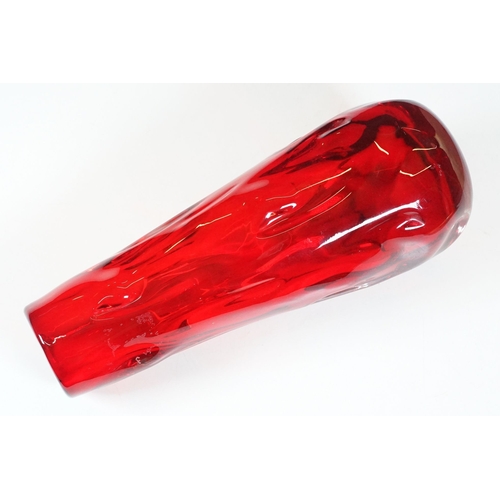 8 - Whitefriars knobbly red glass vase, 1960’s / 70’s, no. 9612, 25cm high