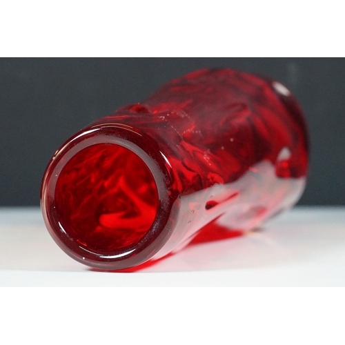 8 - Whitefriars knobbly red glass vase, 1960’s / 70’s, no. 9612, 25cm high