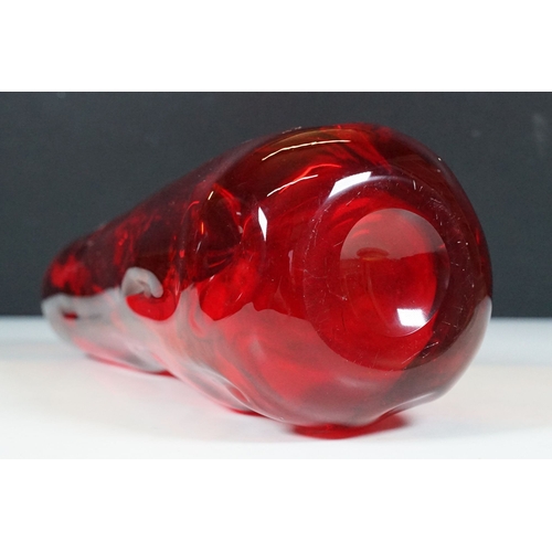 8 - Whitefriars knobbly red glass vase, 1960’s / 70’s, no. 9612, 25cm high