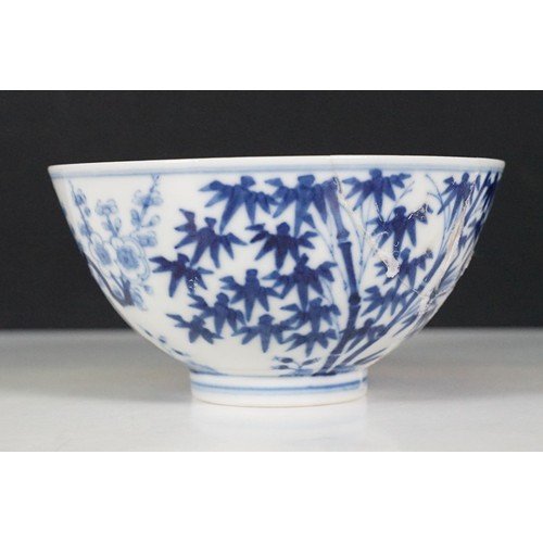 76 - Collection of 19th Century Chinese blue and white ceramics to include an oval dish hand painted with... 