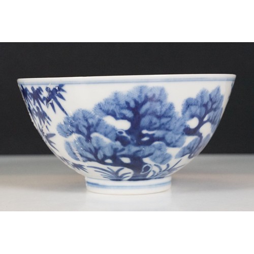 76 - Collection of 19th Century Chinese blue and white ceramics to include an oval dish hand painted with... 