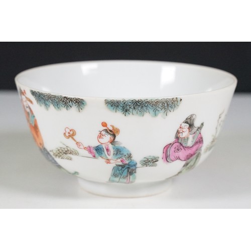 78 - Collection of assorted Chinese porcelain to include two famille rose footed bowls featuring deities,... 