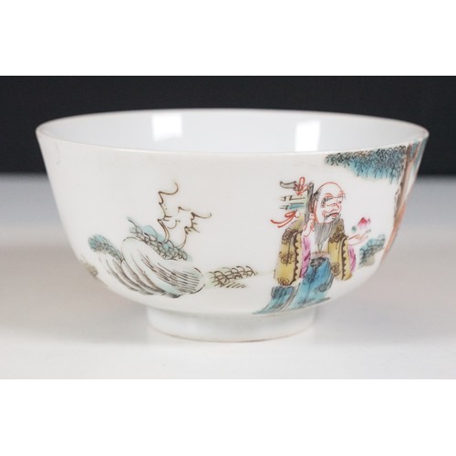 78 - Collection of assorted Chinese porcelain to include two famille rose footed bowls featuring deities,... 