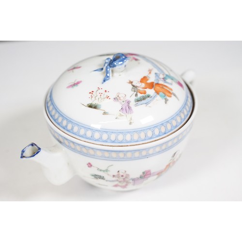 89 - Collection of Chinese porcelain to include a teapot hand painted with children playing, two famille ... 