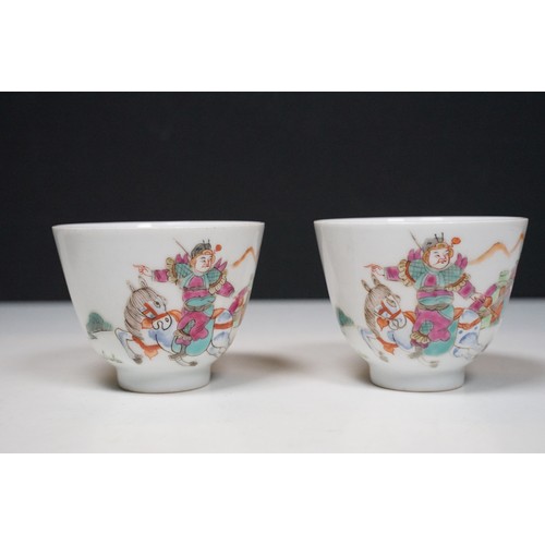 89 - Collection of Chinese porcelain to include a teapot hand painted with children playing, two famille ... 