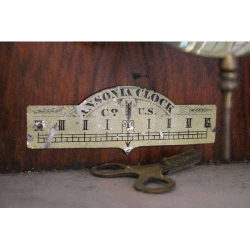 638 - Pair of early 20th century two train wall clocks, the enamel dials with Roman numerals and secondary... 