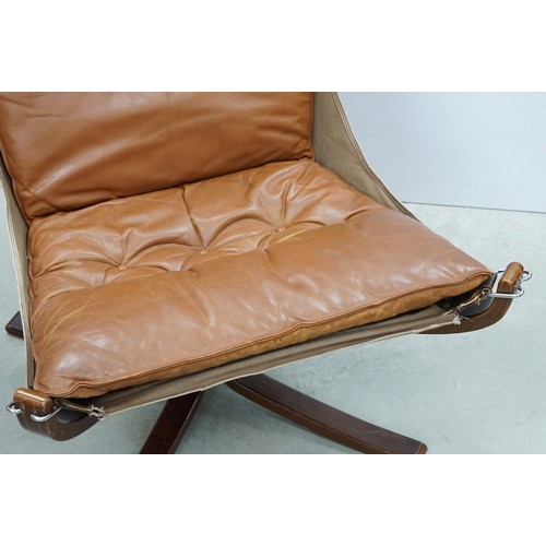 680 - 20th century Vatne Mobler, Norway, 'Falcon' tan leather lounge chair