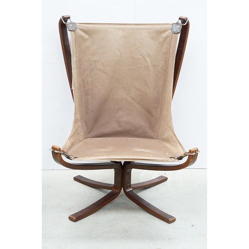 680 - 20th century Vatne Mobler, Norway, 'Falcon' tan leather lounge chair