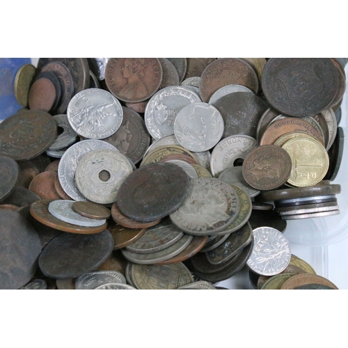 237 - A collection of British pre decimal and world coins to include 18th and 19th century examples, some ... 