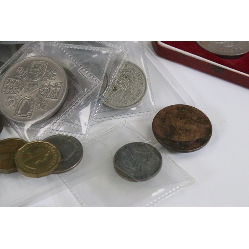 245 - A small collection of mainly British pre decimal and world coins to include some silver examples tog... 