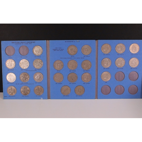 205 - A collection of mainly British pre decimal coins to include half crowns, florins, sixpences, shillin... 