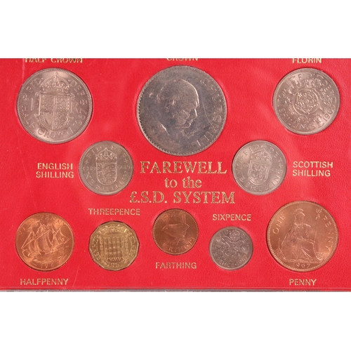 227 - A collection of twelve collectors coin sets to include Farewell to the £.S.D. System, Queen Elizabet... 