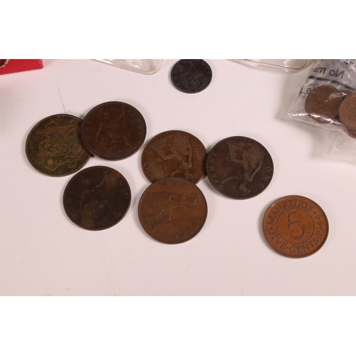 208 - A collection of British pre decimal and world coins to include King George III, Queen Victoria and s... 