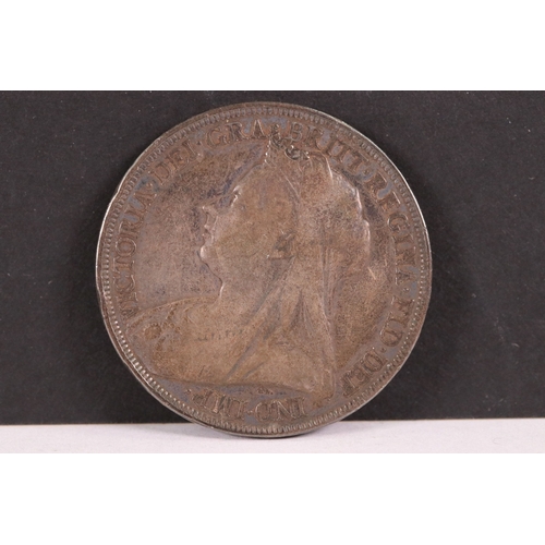 225 - A British Queen Victoria pre decimal silver 1896 full crown coin.