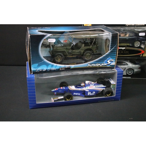1191 - 11 Boxed 1/18 diecast model cars featuring 5 x Maisto (Jaguar S-Type 1999, Porsche Boxster, etc), 1 ... 