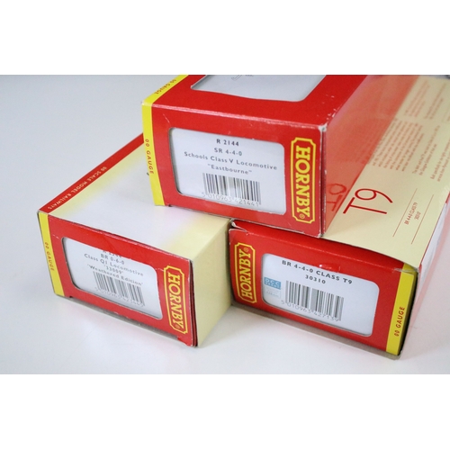 16 - Three boxed Hornby OO gauge locomotives to include 150 Years of the Railway in Eastbourne R2144 SR 4... 