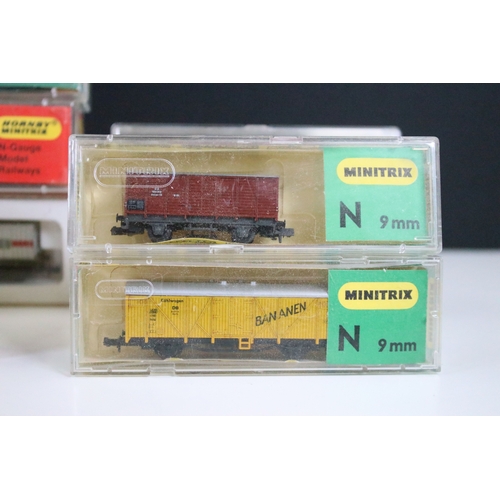 22 - 22 Cased / boxed N gauge items of rolling stock to include Minitrix, Fleischmann, Wrenn & Rapido fea... 