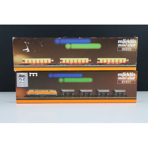 27 - Two boxed Marklin Mini Club Z gauge train packs including 81411 Hopper Wagon Train Pack and 86552 DB... 