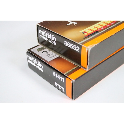 27 - Two boxed Marklin Mini Club Z gauge train packs including 81411 Hopper Wagon Train Pack and 86552 DB... 