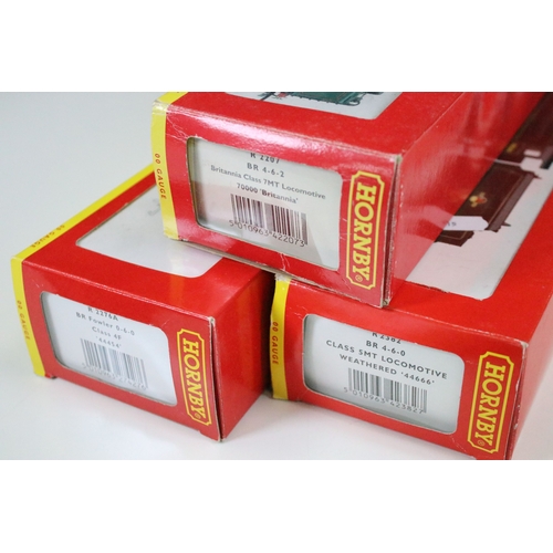 30 - Three boxed Hornby OO gauge locomotives to include 2 x Super Detail (R2382 BR 4-6-0 Class 5MT Locomo... 
