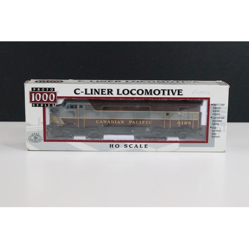 46 - Six boxed HO gauge locomotives to include 2 x Tramline 931-308 EMD F40PH Via Rail, 2 x Proto 1000 Se... 