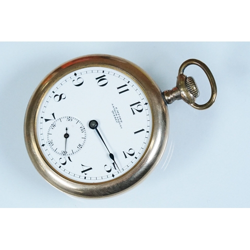 387A - Omega open face pocket watch having a white enamelled dial with arabic numerals to the chapter ring ... 