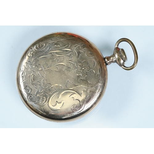 387A - Omega open face pocket watch having a white enamelled dial with arabic numerals to the chapter ring ... 