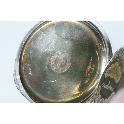 391A - Longines railway pocket watch having a white enamelled face with roman numerals to the chapter ring ... 