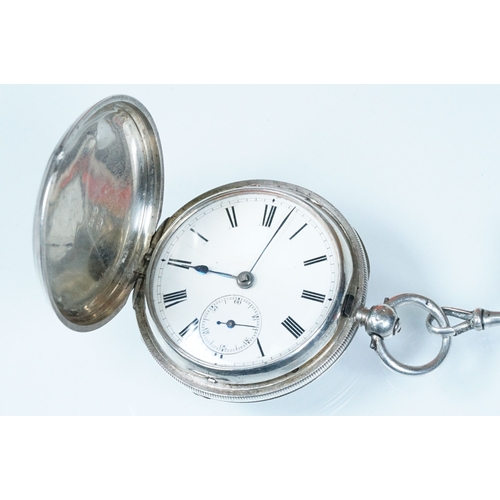 395 - 19th Century Silver hallmarked full hunter pocket watch having engine turned case with vacant armori... 