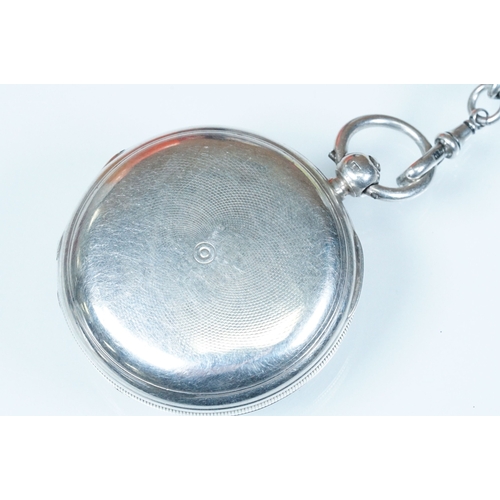 395 - 19th Century Silver hallmarked full hunter pocket watch having engine turned case with vacant armori... 