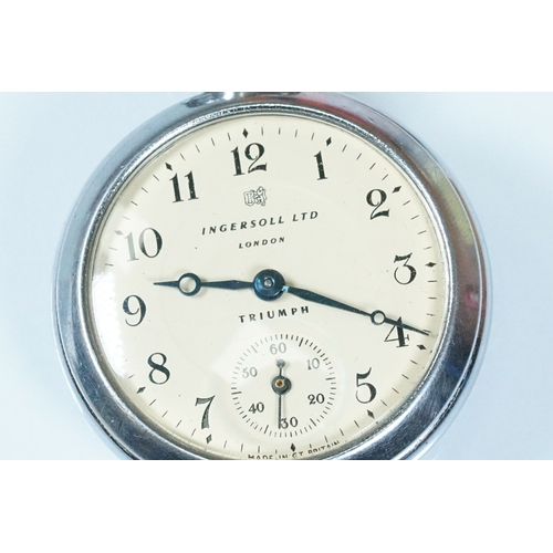 395A - Ingersoll Triumph open face pocket watch having arabic numerals to the chapter ring and subsidiary d... 