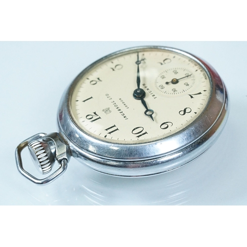 395A - Ingersoll Triumph open face pocket watch having arabic numerals to the chapter ring and subsidiary d... 