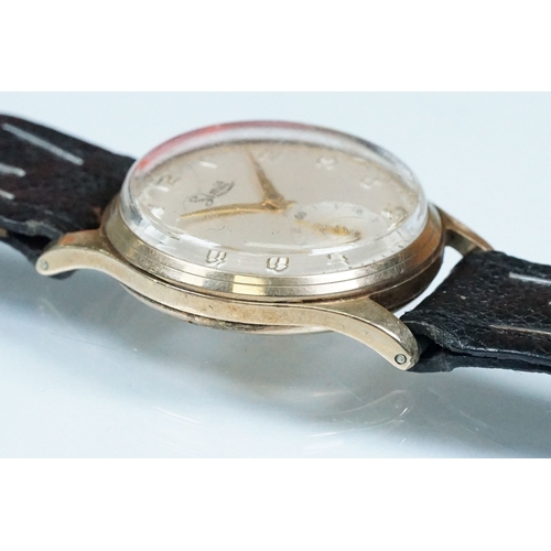 438 - Mid 20th Century Limit 9ct gold cased wrist watch having a round face with arabic numerals to the ch... 