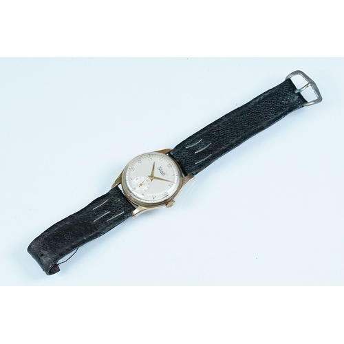 438 - Mid 20th Century Limit 9ct gold cased wrist watch having a round face with arabic numerals to the ch... 