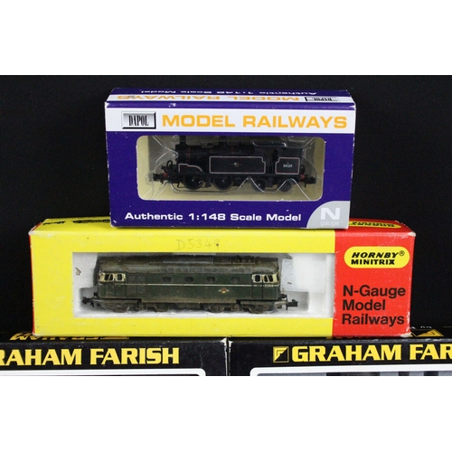 23A - Three cased / boxed N gauge locomotives to include Dapol ND-045 M7 BR Lined Black Late Crest 30128, ... 