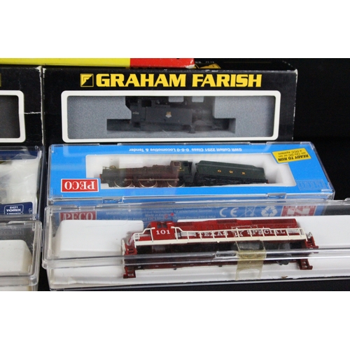 23A - Three cased / boxed N gauge locomotives to include Dapol ND-045 M7 BR Lined Black Late Crest 30128, ... 