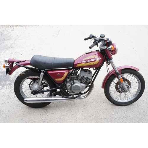 107A - Harley Davidson (AMF) SS 250CC motorcycle, 1976, single cylinder 2-stroke engine with rear suspensio... 