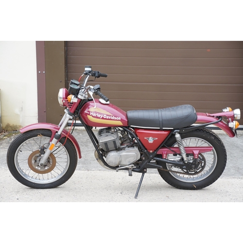 107A - Harley Davidson (AMF) SS 250CC motorcycle, 1976, single cylinder 2-stroke engine with rear suspensio... 